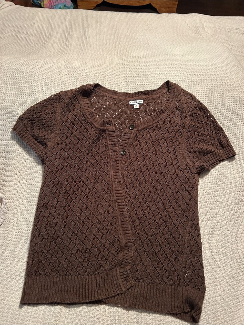 croft & barrow Brown Short-Sleeve Knit Cardigan